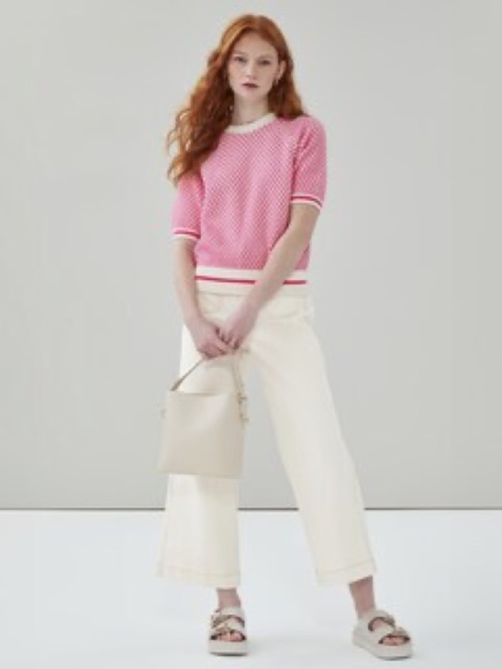 Joe Fresh Small Women+ Puff Sleeve Raglan Sweater Pink Short-Sleeve Knit Top